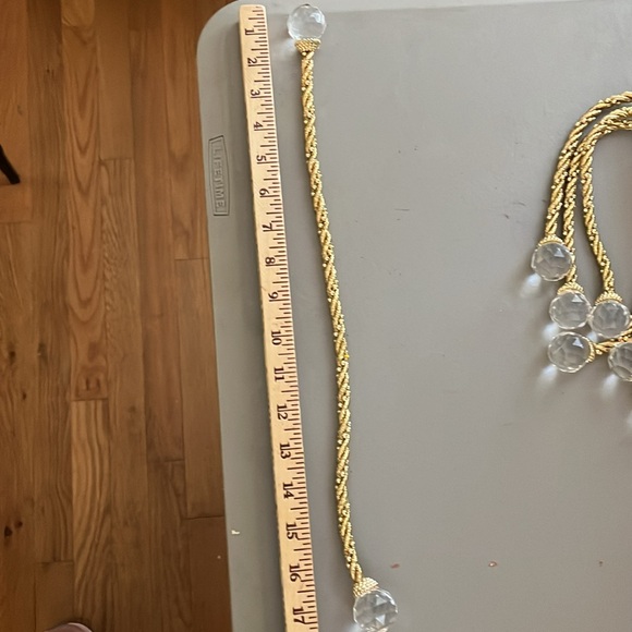 Crystal Ball Curtain Roped Braide Tie Backs 5 total Gold Accents Hollywood - Picture 2 of 3
